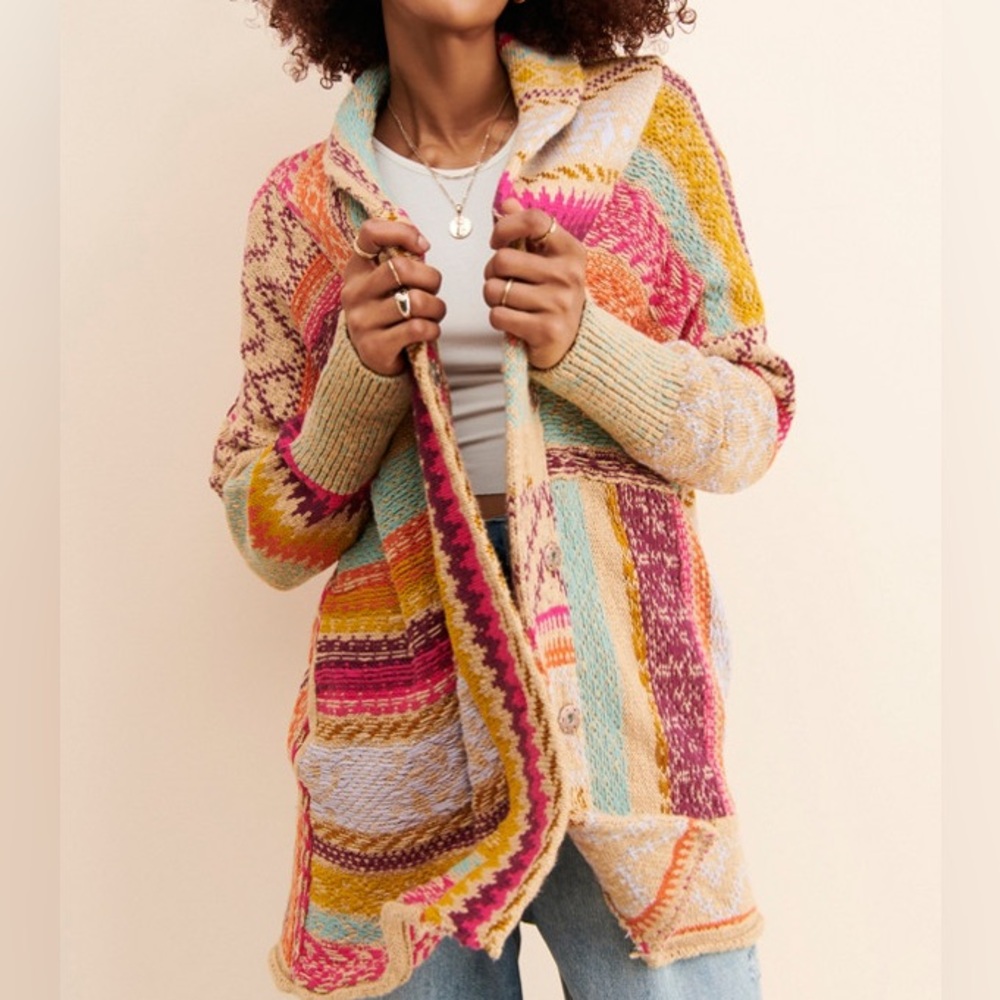 Anthropologie Pilcro Colorful Chunky Knit Cardigan Sweater - Picture 3 of 8